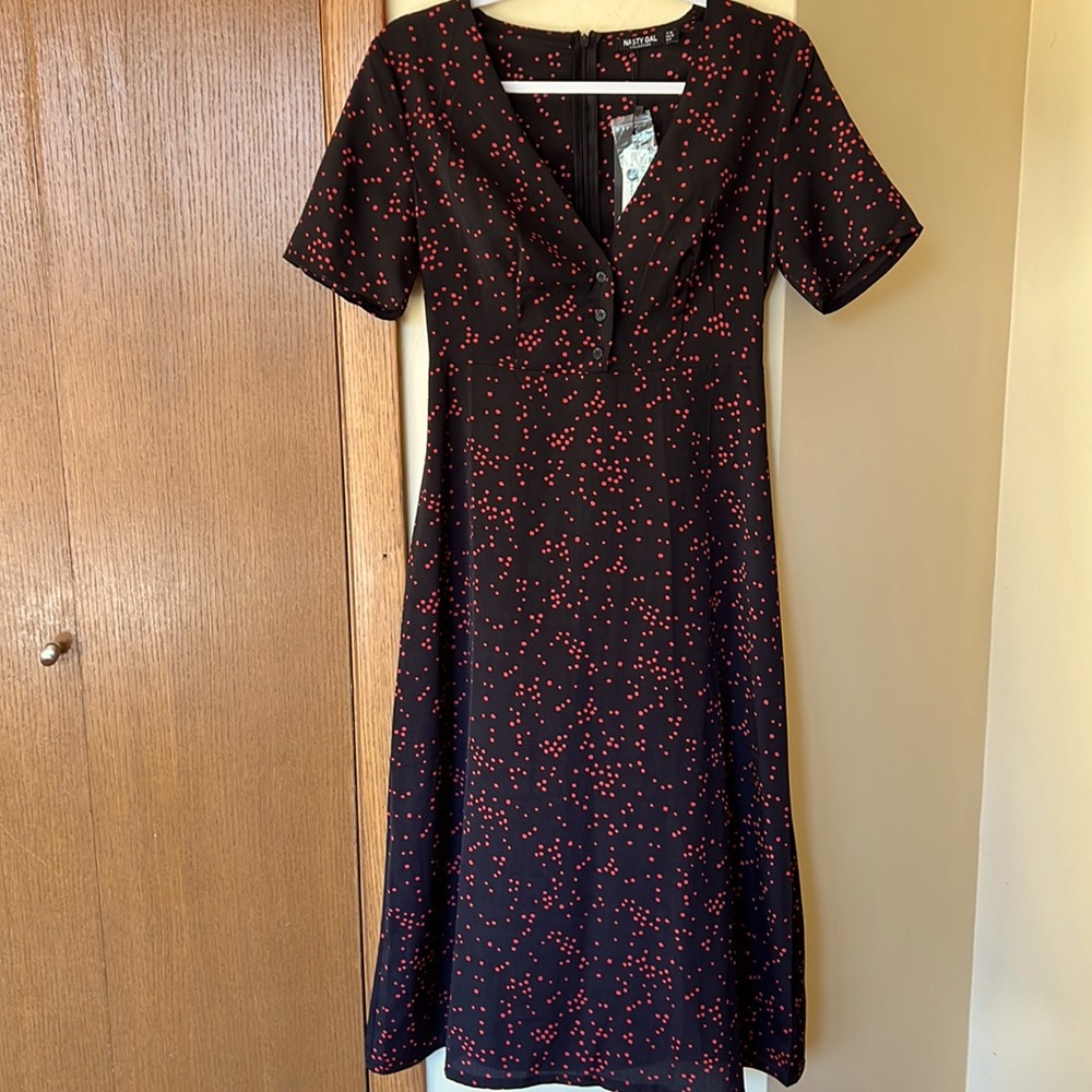 Nasty Gal Polka Dot Midi Dress